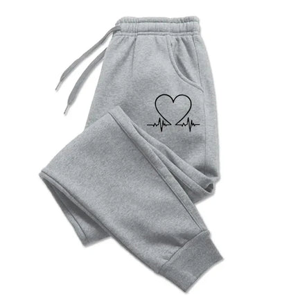 new men Heart Printed Sweatpants Luxury Long Pants Jogger Trousers Casual Sports Fitness Solid Versatile Pants Women Sweat Pants