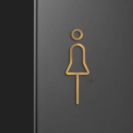 Black Gold Color Toilet Sign Plate Brass Wash Room Door Wall Label Sticker Wc Holder Signage Board