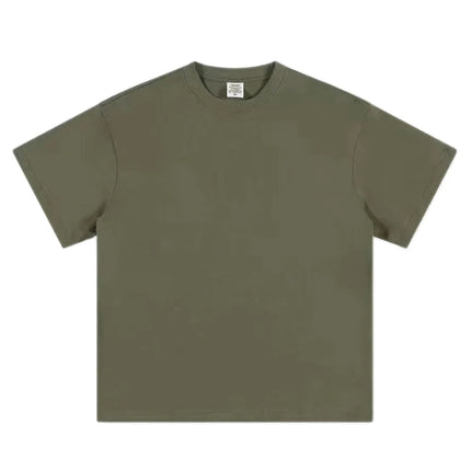 Black White GSM 500g Heavy-duty Pure Cotton T-shirt, Thickened Threaded Round Neck Short Sleeves, Three-Needle Half Sleeve Tees