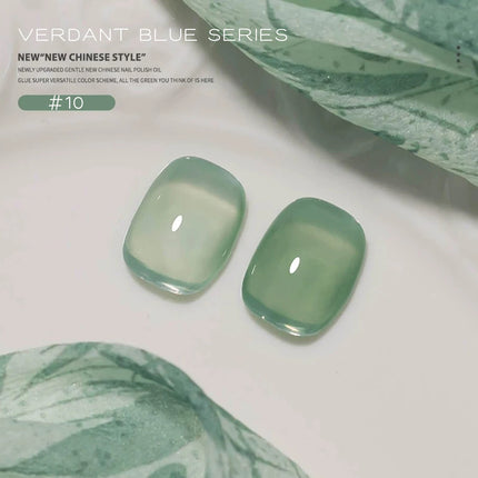 MN 12ML 1-12PCS Chinese Style Turquoise Gel Nail Polish 2026 New Ice Transparent Green Jelly Gel Polish Yellow Green Nails