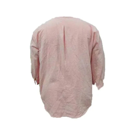 Plus Size 1XL-5XL Women's Casual Front Four Button Round Neck Pullover Ladies Fashionable Solid Color Comfortable Shirt