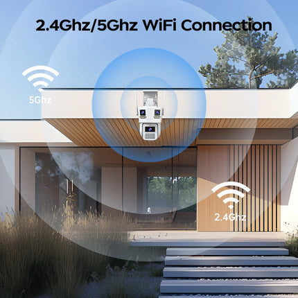 JOOAN 6K HD Three Lens PTZ IP Camera Outdoor Three Screen 5G WiFi Security Camera Ai Human Detection CCTV Video Surveillance