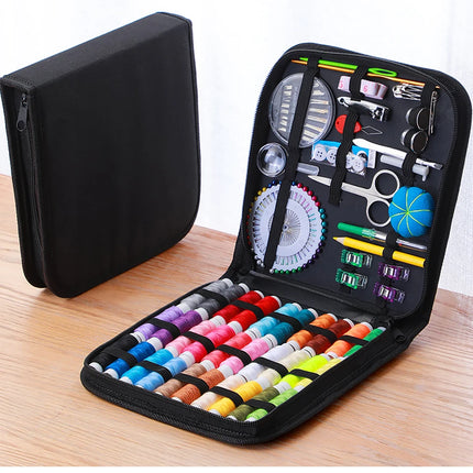 Complete Sewing Kit with Threads Needles Scissors Tape Measure Buttons Portable Travel DIY Embroidery Handwork Sewing Tool Set