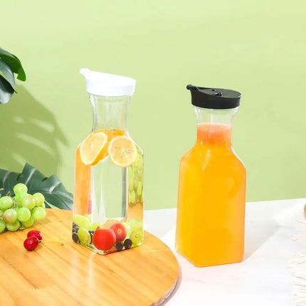 New 32OZ 1000ML Juice Carafe Square Plastic Fridge Beverage Containers Clear Large Cool Water Bottle Pantry Storage