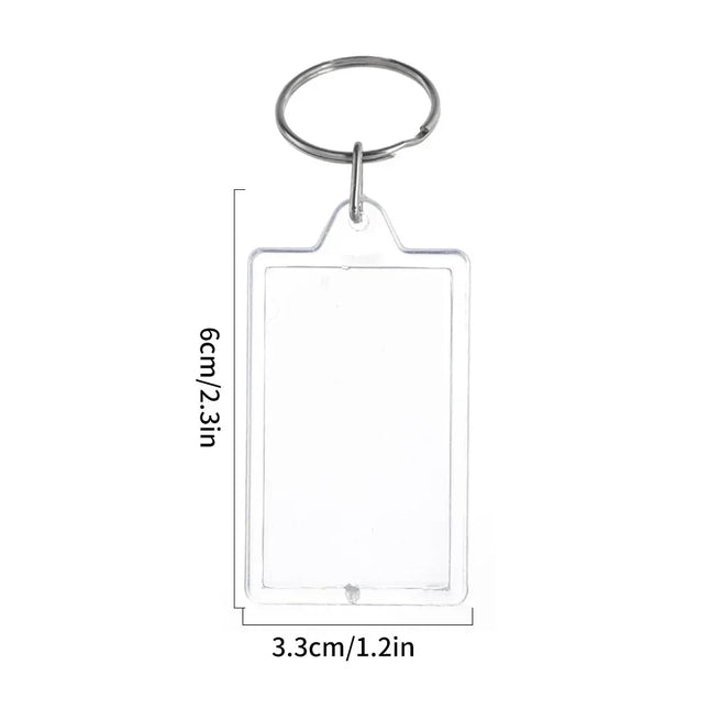 5/50pcs Transparent Rectangle Blank Clear Acrylic Insert Photo Picture Frame Keyring Keychain DIY Split Ring Key Chain Gifts