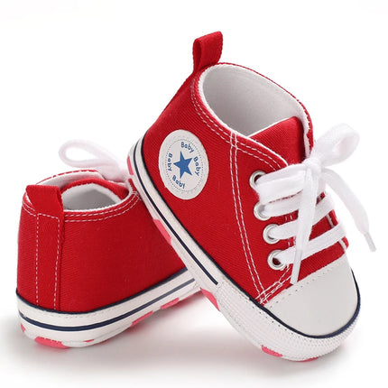 Baby Canvas Classic Sports Sneakers Newborn Baby Boys Girls Print Star First Walkers Shoes Infant Toddler Anti-slip Baby Shoes