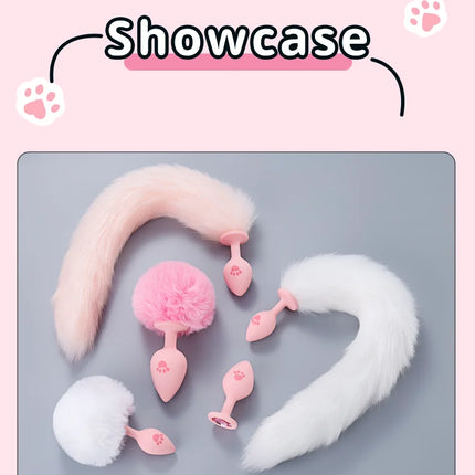 Runyu Cat Paw Anal Plug Sexy Adult Fetish Butt Plug Sexy Gadgets Penetration Anal Toy with Hairball Fox Tail But Pluk Sex Toys