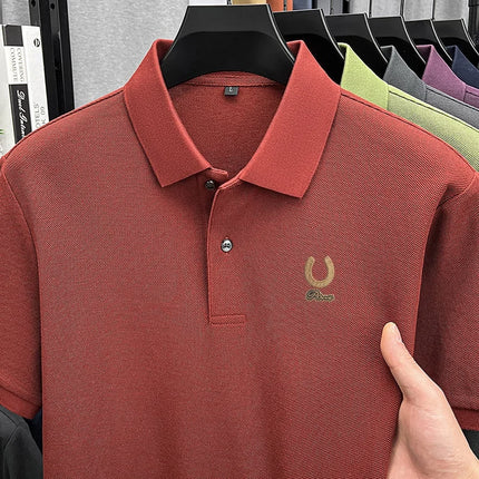 100%Cotton High Quality Men New Short-Sleeved Polo Shirt Lapel Button Various Colors Embroidery Comfortable Ventilate Men's Wear