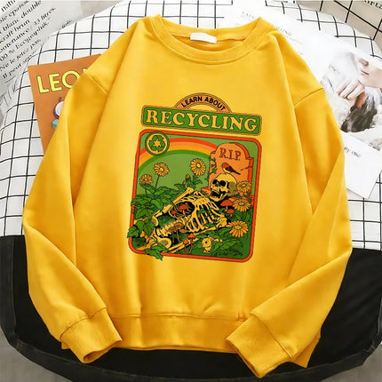 Comic Design Vintage Hoodies Fashion Warm Fleece Sweatshirt Soft  O-Neck Pullover Casual Female Clothes