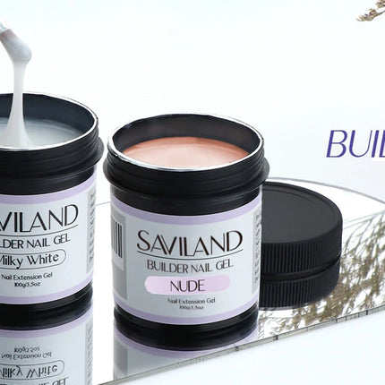 Saviland 100g Builder Nail Gel White Nude Pink Nail Extension Gel Multifunctional Nails Art Gel Polish Soak Off UV for Salon DIY