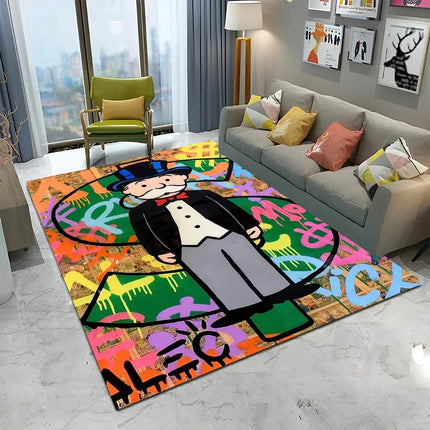 Dollar Monopoly Cartoon Retro Games Carpet Rug for Home Living Room Bedroom Sofa Doormat Decor,kids Area Rug Non-slip Floor Mat