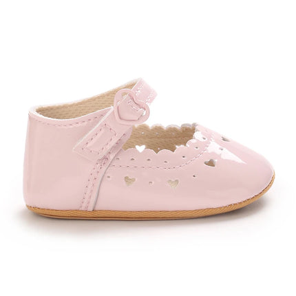 Solid Color Baby Girl Mary Jane Shoes With Soft Rubber Sole Anti Slip Spring And Autumn Princess Shoes Suitable For 0-18M Babies