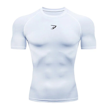 Men's quick drying running compression T-shirt short sleeved trendy printed fitness jogging men's slimming sports casual top