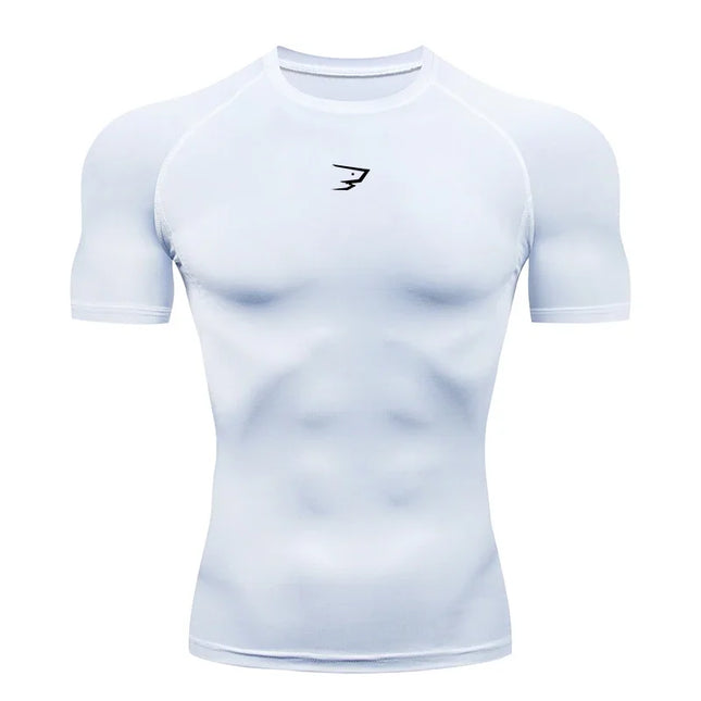 Men's quick drying running compression T-shirt short sleeved trendy printed fitness jogging men's slimming sports casual top
