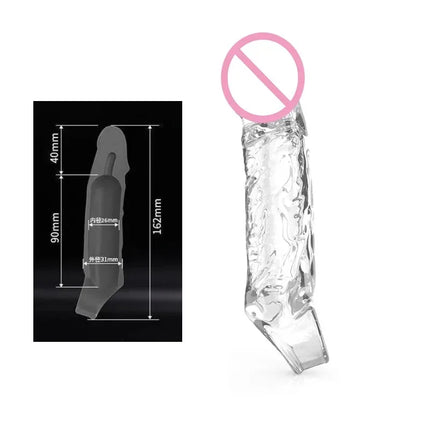 S/M/L Penis Enlargement Sleeve Reusable Condom Dick Extender Sleeve Delayed Ejaculation Sex Toys for Men Couples Sex Shop