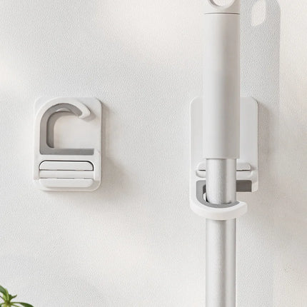 Wall Mount Broom Mop Clip Holder Self-adhesive Broom Brush Mop Hanger Organizer Rack Kitchen Bathroom Storage Multi-Purpose Hook