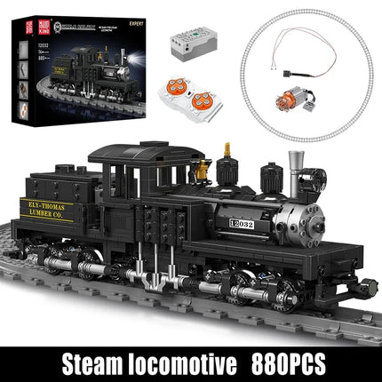 Technical RC LED Retro Train Toys The RC Steam Locomotive Building Block Locomotive Assembly Car Brick Kids Christmas Gift