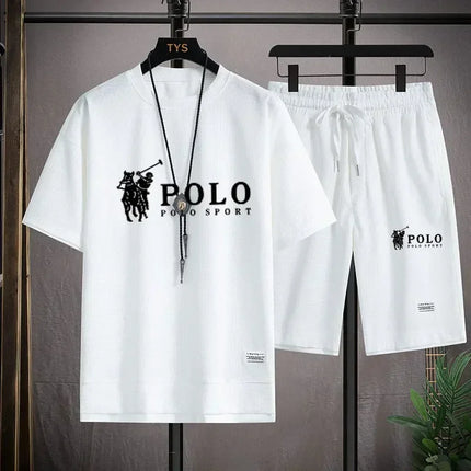 2026 Summer Men's 2-Piece Set, Breathable Short Sleeve T-shirt & Sports Shorts, Fashionable Fitness & Jogging Outfit
