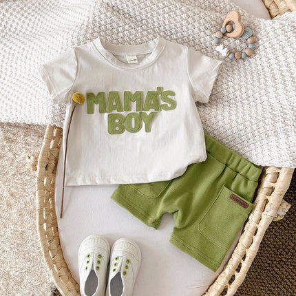 2Pcs/set Summer New Baby Boys Clothing Casual Newborn Set Cute letter patch Short sleeved Shirt+Shorts Fashionable Baby Set