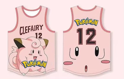 Pokemon Snorlax 12 Basketball Jersey - Sleeveless Tank Top, Anime Streetwear for Men Women Kids, Breathable Summer Sports Vest
