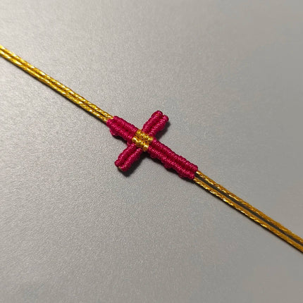 Hand-Woven Macrame Cross Bracelet Adjustable Bohemian Style Jewelry for Women Girls