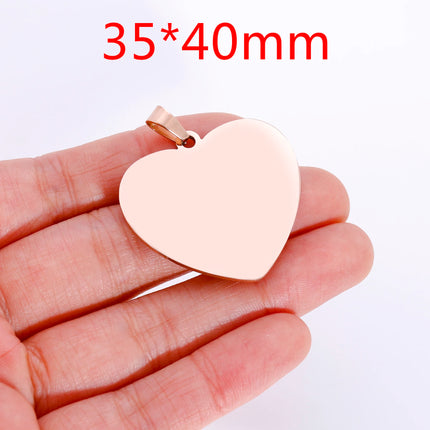 5pcs Mirror Polished Stainless Steel Blank Heart Tag Charms For DIY Making Jewelry Necklace Pendant Lettering Customized Logo