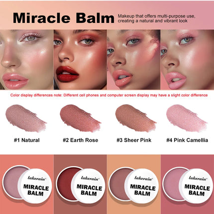 3 In 1 Solid Pearl Blush Cream Monochrome Woman Blush Paste Cheek Ulti-purpose For Eyes Lips Makeup Blush Stick Korean Cosmetics