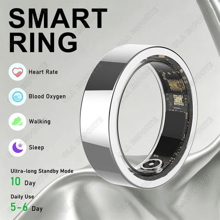 NEW Smart Ring Blood Pressure Heart Rate Sleep Monitoring Smartring IP68 & 5ATM Waterproof Multi-sport Mode Smartring Man Women