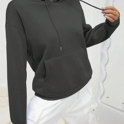 Solid Color Casual Hoodie For Female Pocket Creative Hoody All-Match Street Clothes Womens Fleece Unisex Pullovers