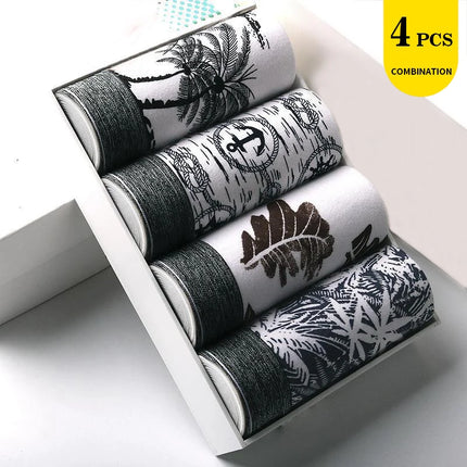 4pcs Men's Panties Sexy Shorts Cotton Underwear Male Breathable Boxers Solid Boxer Shorts Brand Underpants