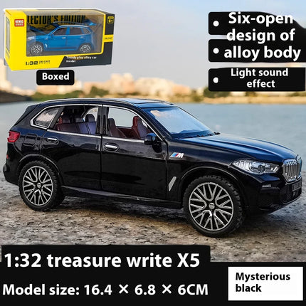 1:32 BMW X5 SUV Alloy Car Diecast Model Sound & Light Pull Back Toy Car Central Control Ornaments Trendy Display Ornament Toy