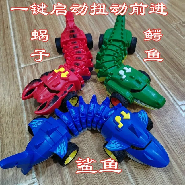 Electric Mechanical Shark Fighting Bone Car Children's Music Light Twisting Crawling Scorpion Crocodile Boy Puzzle Toy