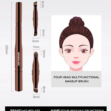 Hourglass Makeup Brush- No.25 Four-Head Multifunctional Brush Concealer Eyeshadow Eyebrow Brush Eyeliner Brush Makeup Brush