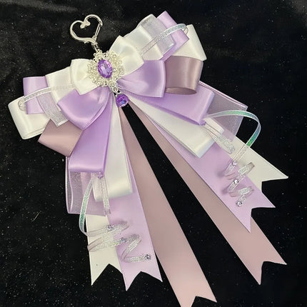 Cute Anime Ita Bag Accessories Rhinestone Multi-layered Bow Double Layer Ribbon Bow Pendant Keyring Attachment Convenient