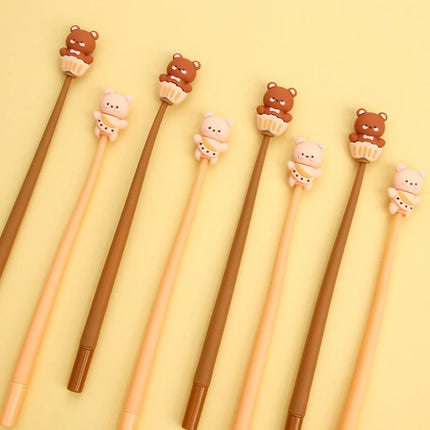 10Pcs/Lot Creative Little Bear Shaking Pens Cute Carrtoon Bear 0.5mm Black Ink Soft Gel Pen Kids School Office Stationery Gifts