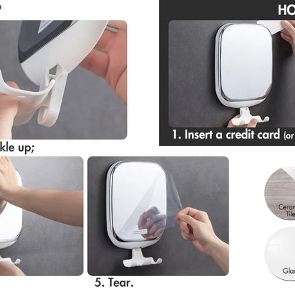 TAILI Shower Fogless Makeup Mirror With Holder Suction Cup Shower Shave Round Acrylic Mirrors Bathroom Mirrors Washroom