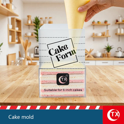 Adjustable Clear Acrylic Cake Form – Food-Grade Square Ganache Mold for 6/8/10 Inch Cakes, Professional Cake Shaping Tool
