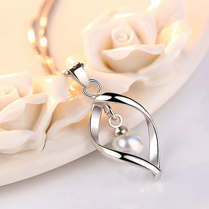 Female 925 Sterling Silver Gyrate Pearl Pendants And Necklaces For Women Wedding Pearl Vintage Jewelry Gift GaaBou Jewellery