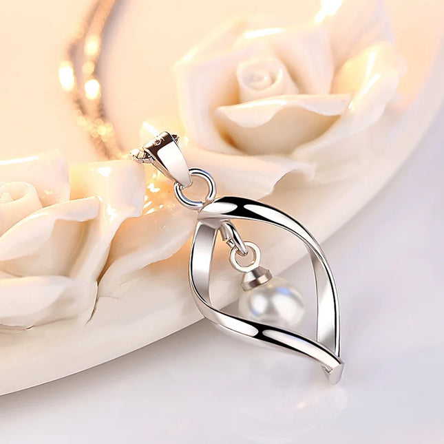 Female 925 Sterling Silver Gyrate Pearl Pendants And Necklaces For Women Wedding Pearl Vintage Jewelry Gift GaaBou Jewellery