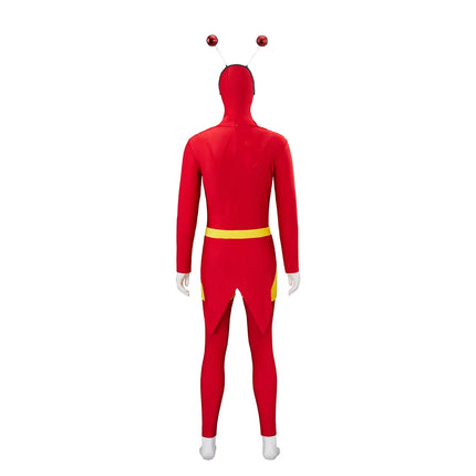 El Chapulin Colorado Cosplay Costume Red Hoodie Jumpsuit with Antennae CH Heart Printed Bodysuit Halloween Carnival Suits