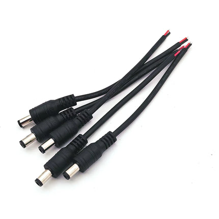 5Pcs Black 5.5 x 2.1mm DC Plug Jack Connector Cable Pigtail 12V Male Female 5.5*2.1 DC Adapter for 5050 3528 LED Strip Light