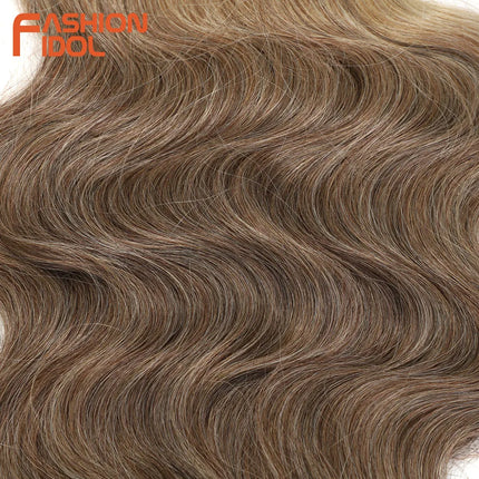 BELLA 24 inch Body Wave Crochet Hair 3PCS Synthetic Hair Braids Fake Hair Ombre Blonde Brown Natural Braiding Hair Extensions