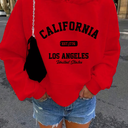 Women's autumn and winter warm and loose casual NOPE not today printed suede long sleeved hooded sweatshirt