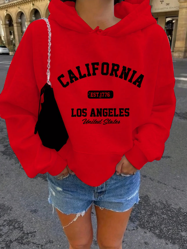 Women's autumn and winter warm and loose casual NOPE not today printed suede long sleeved hooded sweatshirt