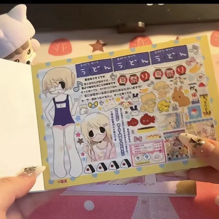 Retro Cute Stickers Japanese Cute Anime Girl Cut Film Stickers Book Phone Case DIY Scrapbook Stickers Cute Decorative Stickers