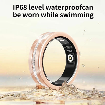 Diamond Smart Ring Heart Rate Monitor Waterproof Bluetooth Sleep Tracking Fitness Ring