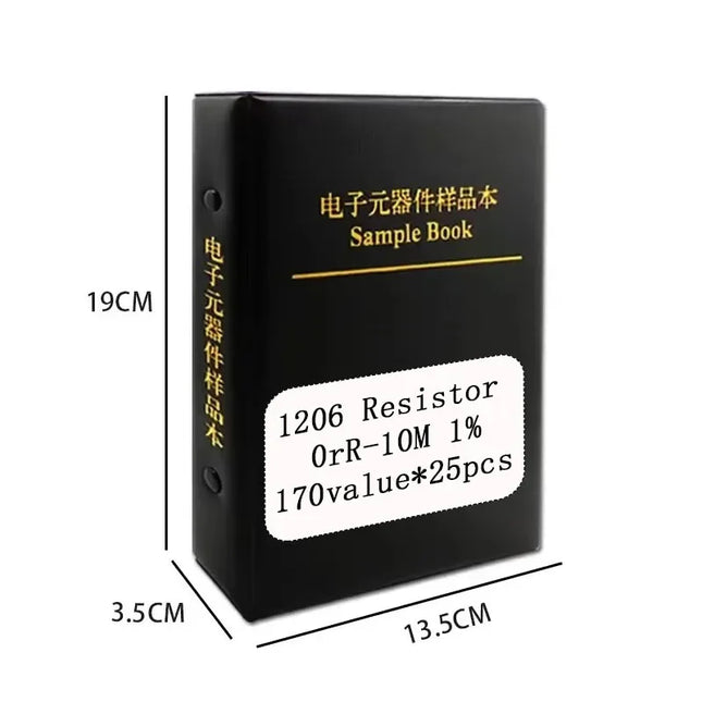 Resistor capacitor Book 2 in 1 SMD chip Sample 0201 0402 0603 0805 1206 0R~10M 1% 1PF-22UF Student engineer maintenance