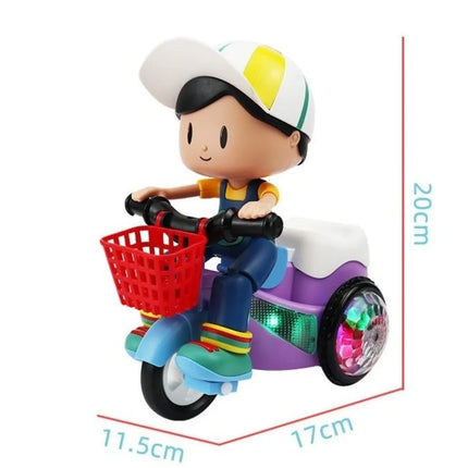 Music Function Electric Tricycle Toy Colorful Light Interactive Stunt Performance Tricycle Luminous Lights 360 Degree Rotate