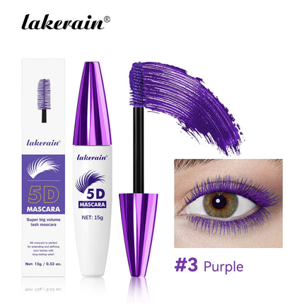 Lakerain 5D Mascara Eyelashes Lengthening Long-Lasting Intense Black Waterproof Nourishing Smudge-Proof Mascara Eye Makeup