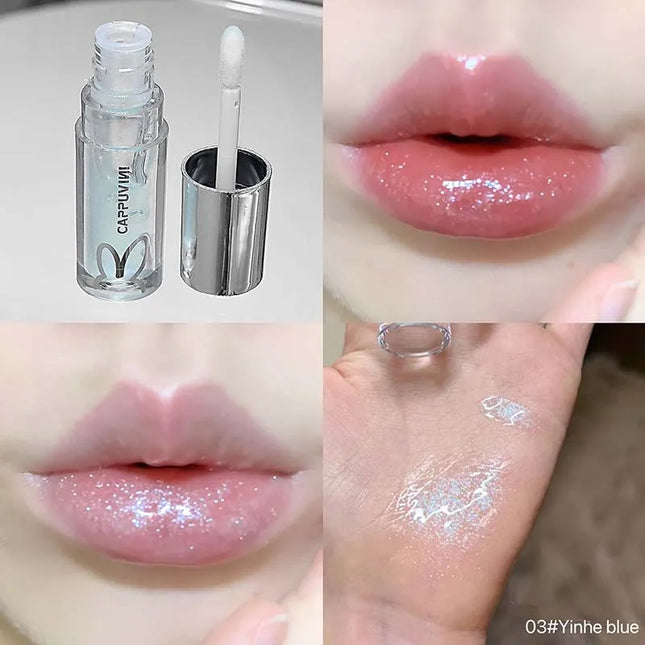 Brown Glitter Lip Glaze Lasting Shimmer Mirror Water Lip Gloss Waterproof Jelly Plumping Lipstick Make Up Moisturizing Lip Tint